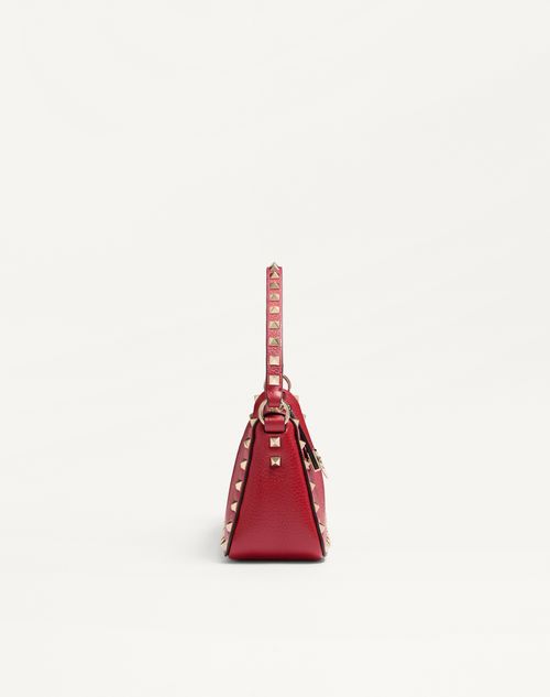 Valentino Garavani - Small Rockstud Grainy Calfskin Crossbody Bag - Rosso Valentino - Woman - Shoulder Bags